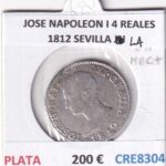 CRE8304 MONEDA ESPAÑA JOSE NAPOLEON I 4 REALES 1812 SEVILLA LA PLATA