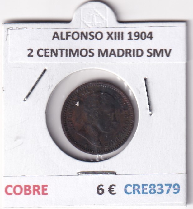 CRE8379 CRE8379 MONEDA ESPAÑA ALFONSO XIII 1904 2 CENTIMOS MADRID SMV COBRE - Imagen 1