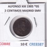 CRE8387 MONEDA ESPAÑA ALFONSO XIII 1905 *05 2 CENTIMOS MADRID SMV COBRE