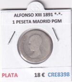 CRE8398 MONEDA ESPAÑA ALFONSO XIII 1891 *-*- MADRID PGM PLATA