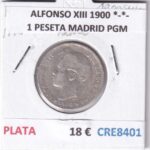CRE8401 MONEDA ESPAÑA ALFONSO XIII 1900 *-*- MADRID PGM PLATA