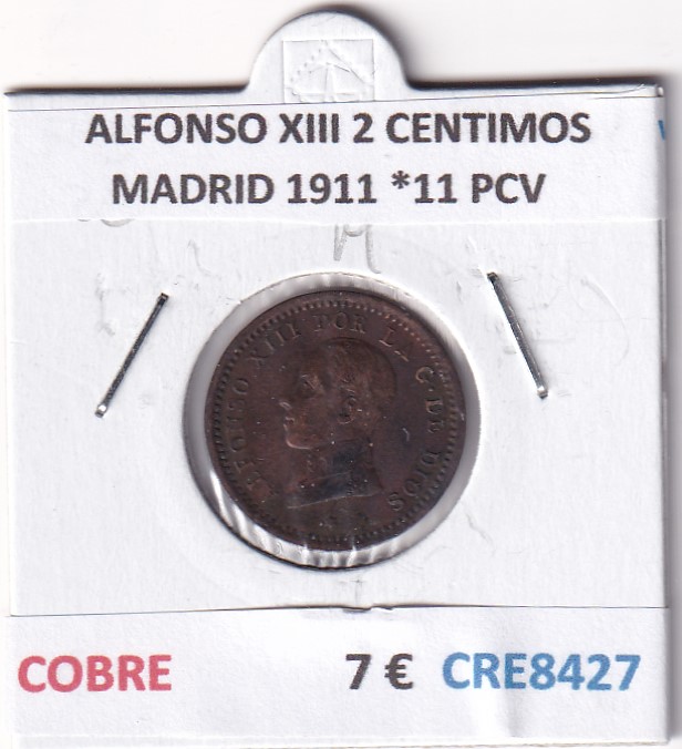 CRE8427 CRE8427 MONEDA ESPAÑA ALFONSO XIII 2 CENTIMOS MADRID 1911 *11 PCV - Imagen 1