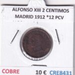 CRE8431 MONEDA ESPAÑA ALFONSO XIII 2 CENTIMOS MADRID 1912 *12 PCV