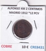 CRE8431 MONEDA ESPAÑA ALFONSO XIII 2 CENTIMOS MADRID 1912 *12 PCV