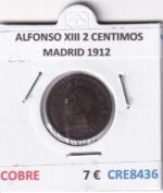 CRE8436 MONEDA ESPAÑA ALFONSO XIII 2 CENTIMOS MADRID 1912
