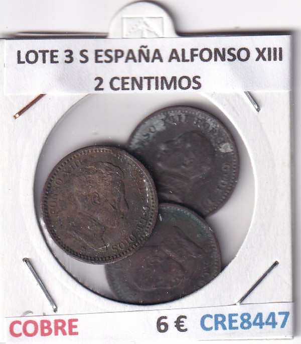 CRE8447 CRE8447 LOTE 3 MONEDAS ESPAÑA ALFONSO XIII 2 CENTIMOS - Imagen 1