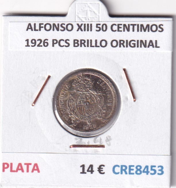 CRE8453 CRE8453 MONEDA ESPAÑA ALFONSO XIII 50 CENTIMOS 1926 PCS BRILLO ORIGINAL - Imagen 1