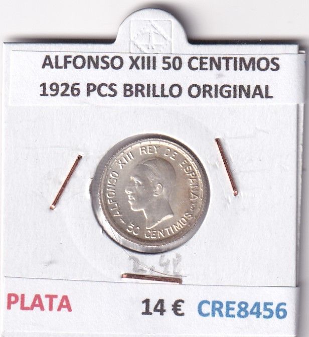 CRE8456 CRE8456 MONEDA ESPAÑA ALFONSO XIII 50 CENTIMOS 1926 PCS BRILLO ORIGINAL - Imagen 1