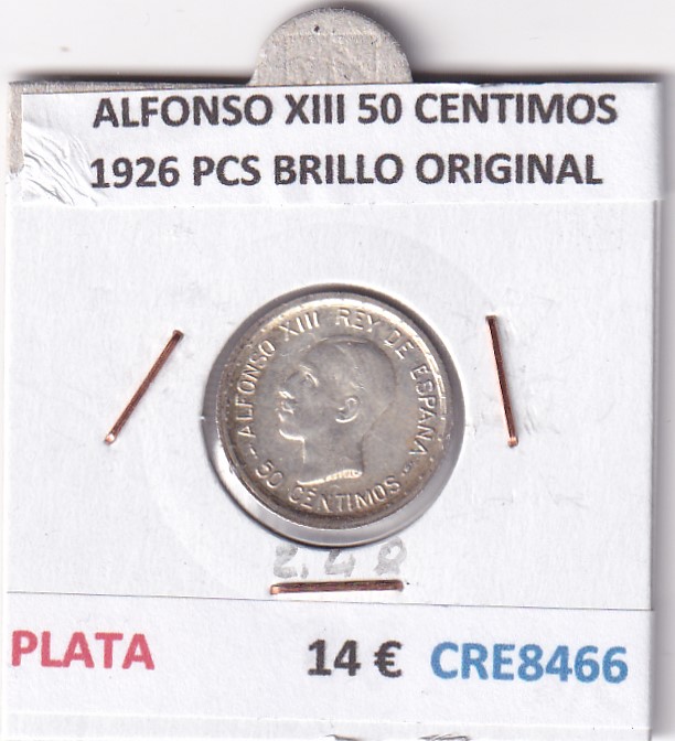 CRE8466 CRE8466 MONEDA ESPAÑA ALFONSO XIII 50 CENTIMOS 1926 PCS BRILLO ORIGINAL - Imagen 1