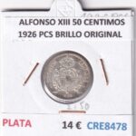 CRE8478 MONEDA ESPAÑA ALFONSO XIII 50 CENTIMOS 1926 PCS BRILLO ORIGINAL