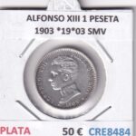 CRE8484 MONEDA ESPAÑA ALFONSO XIII 1 PESETA 1903 *19*03 SMV PLATA