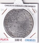 CRE8521 MONEDA ESPAÑA CARLOS IV 8 REALES 1789 MEXICO BUSTO CARLOS III PLATA