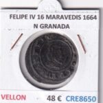 CRE8650 MONEDA ESPAÑA FELIPE IV 16 MARAVEDIS 1664 N GRANADA VELLON