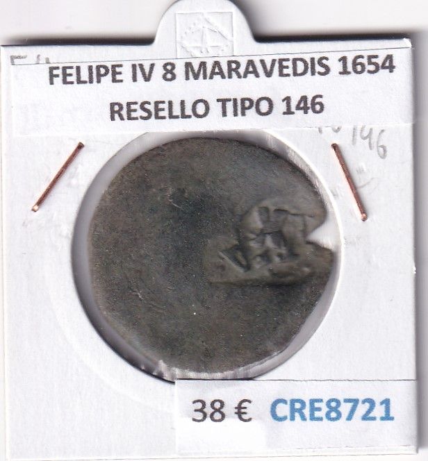 CRE8721 CRE8721 MONEDA ESPAÑA FELIPE IV 8 MARAVEDIS 1654 RESELLO TIPO 146 - Imagen 1