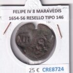 CRE8724 MONEDA ESPAÑA FELIPE IV 8 MARAVEDIS 1654-56 RESELLO TIPO 146
