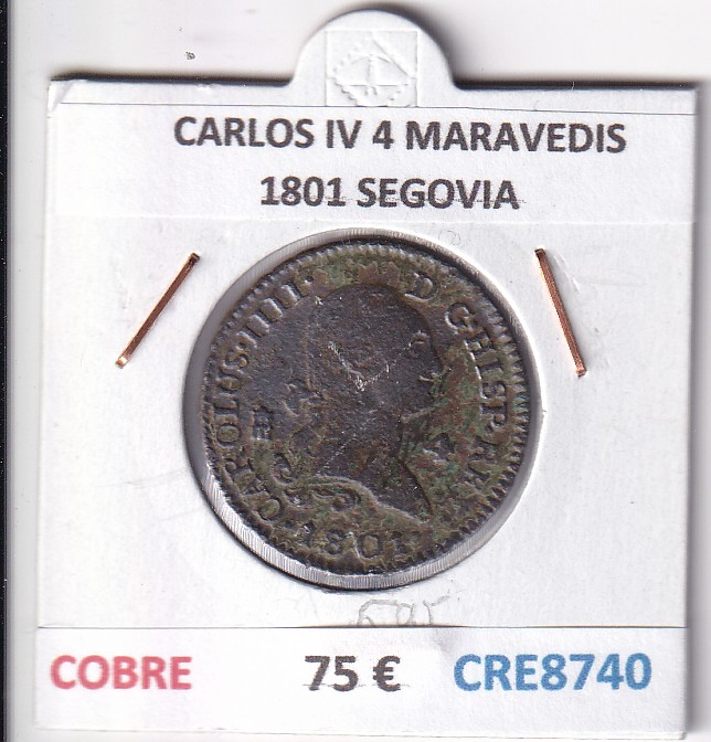 CRE8740 CRE8740 MONEDA ESPAÑA CARLOS IV 4 MARAVEDIS 1801 S COBRE - Imagen 1
