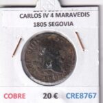 CRE8767 MONEDA ESPAÑA CARLOS IV 4 MARAVEDIS 1805 S COBRE