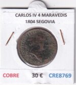 CRE8769 MONEDA ESPAÑA CARLOS IV 4 MARAVEDIS 1804 S COBRE