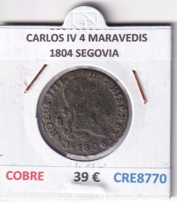CRE8770 CRE8770 MONEDA ESPAÑA CARLOS IV 4 MARAVEDIS 1804 S COBRE - Imagen 1