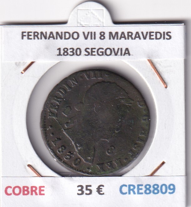 CRE8809 CRE8809 MONEDA ESPAÑA FERNANDO VII 8 MARAVEDIS 1830 SEGOVIA COBRE - Imagen 1