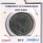 CRE8812 MONEDA ESPAÑA FERNANDO VII 8 MARAVEDIS 1832 JUBIA COBRE