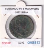 CRE8812 MONEDA ESPAÑA FERNANDO VII 8 MARAVEDIS 1832 JUBIA COBRE