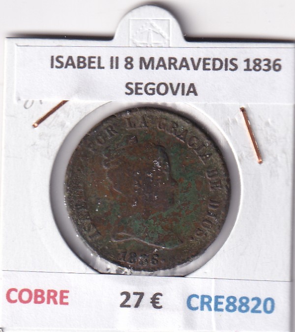CRE8820 CRE8820 MONEDA ESPAÑA ISABEL II 8 MARAVEDIS 1836 SEGOVIA COBRE - Imagen 1