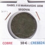 CRE8824 MONEDA ESPAÑA ISABEL II 8 MARAVEDIS 1838 SEGOVIA COBRE