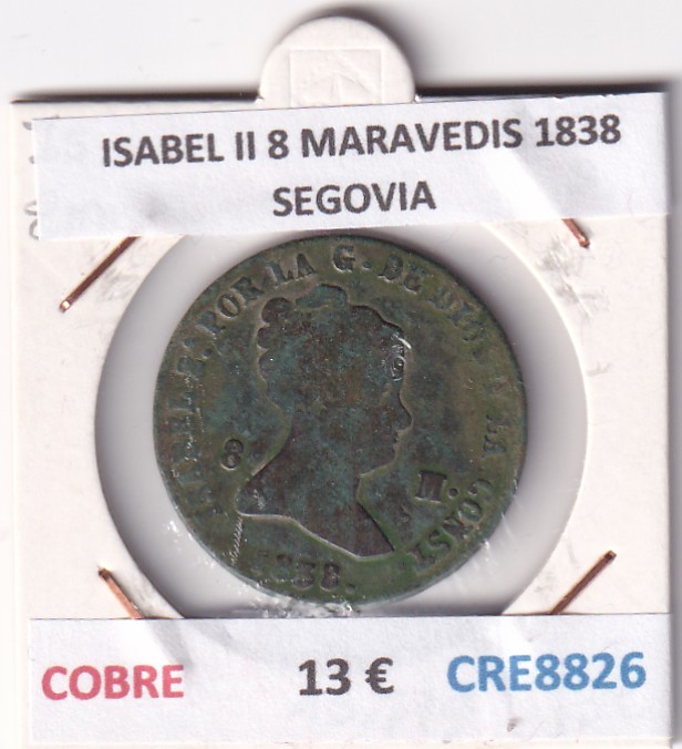 CRE8826 CRE8826 MONEDA ESPAÑA ISABEL II 8 MARAVEDIS 1838 SEGOVIA COBRE - Imagen 1