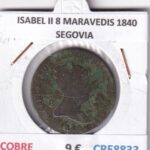CRE8833 MONEDA ESPAÑA ISABEL II 8 MARAVEDIS 1840 SEGOVIA COBRE