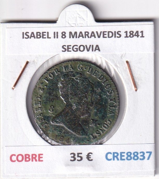 CRE8837 CRE8837 MONEDA ESPAÑA ISABEL II 8 MARAVEDIS 1841 SEGOVIA COBRE - Imagen 1