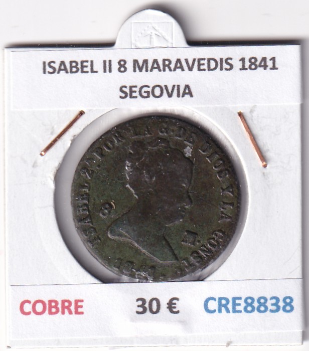 CRE8838 CRE8838 MONEDA ESPAÑA ISABEL II 8 MARAVEDIS 1841 SEGOVIA COBRE - Imagen 1