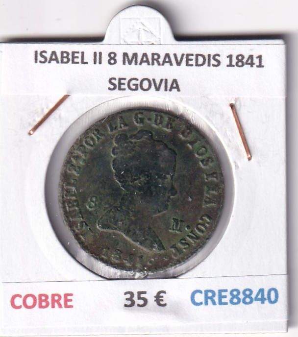 CRE8840 CRE8840 MONEDA ESPAÑA ISABEL II 8 MARAVEDIS 1841 SEGOVIA COBRE - Imagen 1