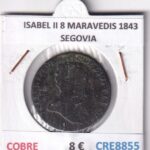 CRE8855 MONEDA ESPAÑA ISABEL II 8 MARAVEDIS 1843 SEGOVIA COBRE