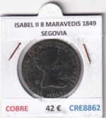 CRE8862 MONEDA ESPAÑA ISABEL II 8 MARAVEDIS 1849 SEGOVIA COBRE