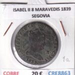 CRE8863 MONEDA ESPAÑA ISABEL II 8 MARAVEDIS 1839 SEGOVIA COBRE