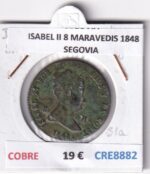 CRE8882 MONEDA ESPAÑA ISABEL II 8 MARAVEDIS 1848 SEGOVIA COBRE