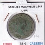 CRE8884 MONEDA ESPAÑA ISABEL II 8 MARAVEDIS 1843 JUBIA COBRE