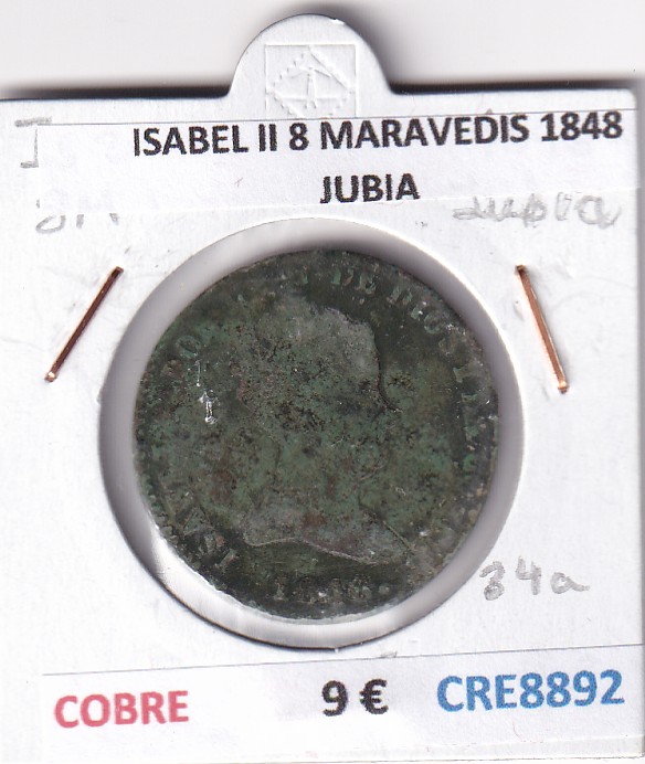 CRE8892 CRE8892 MONEDA ESPAÑA ISABEL II 8 MARAVEDIS 1848 JUBIA COBRE - Imagen 1