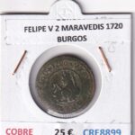 CRE8899 MONEDA ESPAÑA FELIPE V 2 MARAVEDIS 1720 BURGOS COBRE