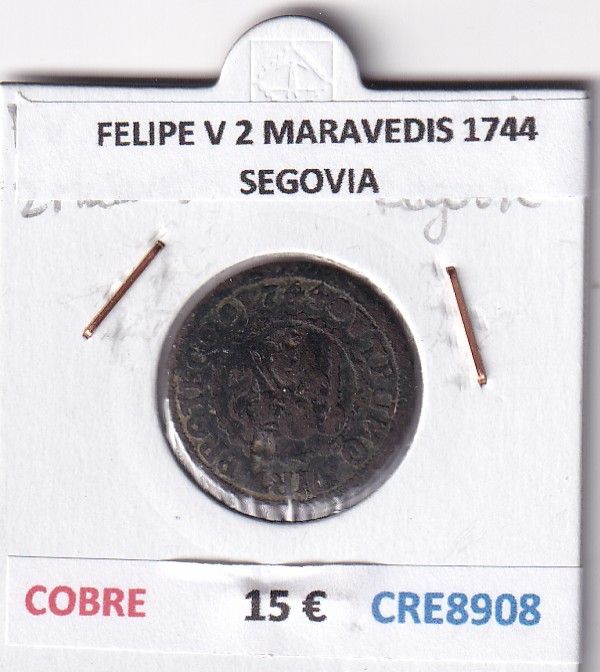 CRE8908 CRE8908 MONEDA ESPAÑA FELIPE V 2 MARAVEDIS 1744 SEGOVIA COBRE - Imagen 1