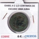 CRE8936 MONEDA ESPAÑA ISABEL II 2 1/2 CENTIMOS DE ESCUDO 1868 JUBIA COBRE