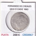 CRE8967 MONEDA ESPAÑA FERNANDO VII 2 REALES 1810 CI CADIZ PLATA RBO
