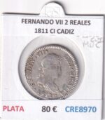 CRE8970 MONEDA ESPAÑA FERNANDO VII 2 REALES 1811 CI CADIZ PLATA