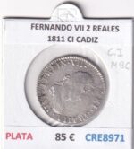 CRE8971 MONEDA ESPAÑA FERNANDO VII 2 REALES 1811 CI CADIZ PLATA
