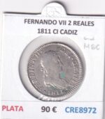CRE8972 MONEDA ESPAÑA FERNANDO VII 2 REALES 1811 CI CADIZ PLATA