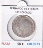 CRE8973 MONEDA ESPAÑA FERNANDO VII 2 REALES 1811 CI CADIZ PLATA