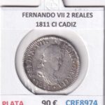 CRE8974 MONEDA ESPAÑA FERNANDO VII 2 REALES 1811 CI CADIZ PLATA