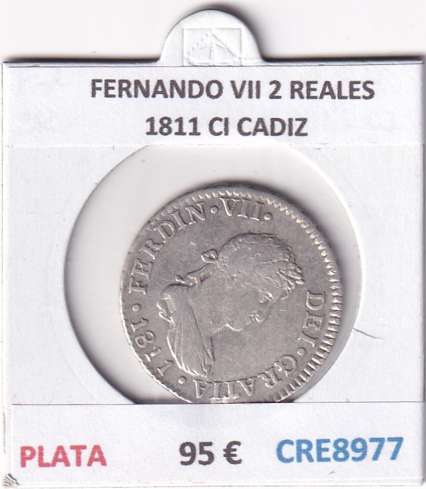 CRE8977 CRE8977 MONEDA ESPAÑA FERNANDO VII 2 REALES 1811 CI CADIZ PLATA - Imagen 1