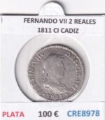 CRE8978 MONEDA ESPAÑA FERNANDO VII 2 REALES 1811 CI CADIZ PLATA